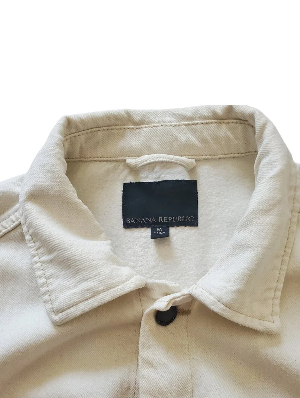 Banana Republic Classic Ecru Cream Denim Jacket Pockets Buttons 100% COTTON